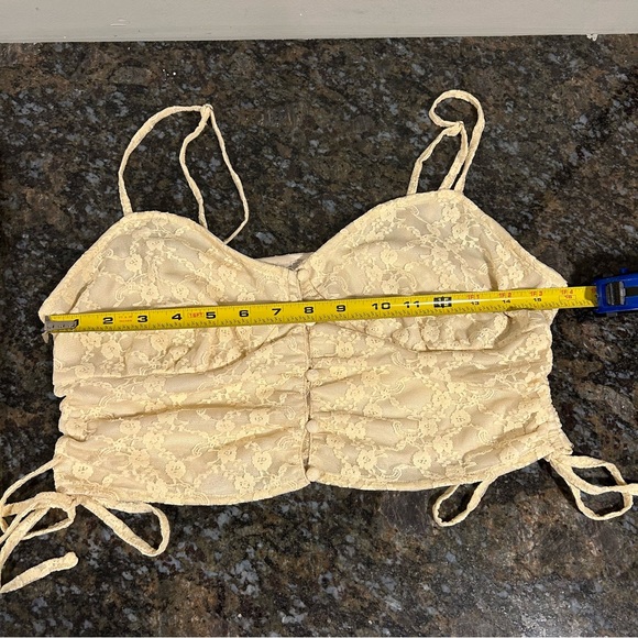 2 Piece Set Le Lis Summer Romance Ruched Skirt Tank Top Cream Lace Large - Picture 6 of 11